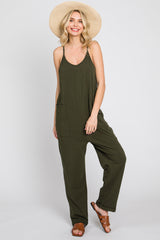 Green Front Pocket Jumpsuit