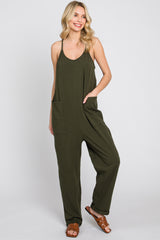 Green Front Pocket Jumpsuit