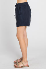 Navy Drawstring Pocketed Shorts