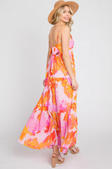 Pink Floral Tiered Sleeveless Maxi Dress