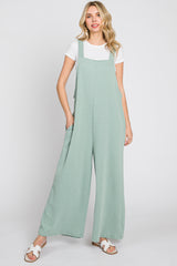 Mint Green Ribbed Wide Leg Jumpsuit