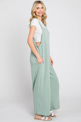 Mint Green Ribbed Wide Leg Jumpsuit