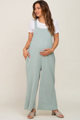 Mint Green Ribbed Maternity Wide Leg Jumpsuit