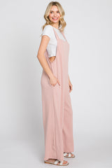 Light Pink Ribbed Wide Leg Jumpsuit