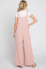 Light Pink Ribbed Wide Leg Jumpsuit