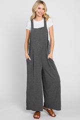 Charcoal Ribbed Maternity Wide Leg Jumpsuit