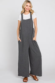 Charcoal Ribbed Wide Leg Jumpsuit