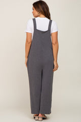 Charcoal Ribbed Maternity Wide Leg Jumpsuit