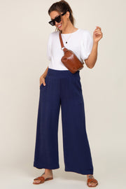 Navy Wide Leg Maternity Pants