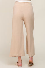 Beige Wide Leg Maternity Pants