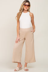 Beige Wide Leg Maternity Pants