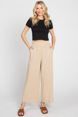 Beige Wide Leg Maternity Pants