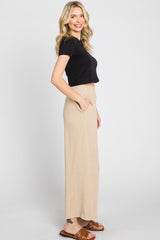 Beige Wide Leg Pants