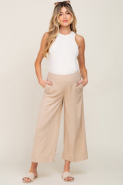 Beige Wide Leg Maternity Pants