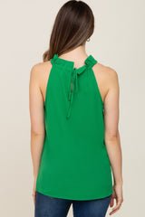 Green Ruffle Mock Neck Maternity Sleeveless Top