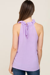 Lavender Ruffle Mock Neck Maternity Sleeveless Top