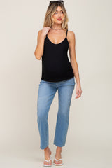 Black Ribbed Basic Maternity Tank Top