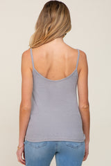 Heather Grey Ribbed Basic Maternity Tank Top