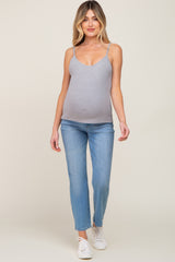 Heather Grey Ribbed Basic Maternity Tank Top