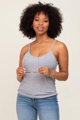 Heather Grey Ribbed Basic Maternity Tank Top