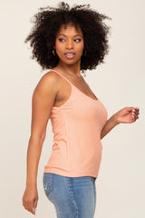 Peach Ribbed Basic Tank Top