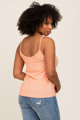 Peach Ribbed Basic Tank Top