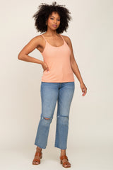 Peach Ribbed Basic Tank Top