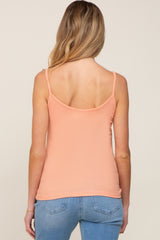 Peach Ribbed Basic Maternity Tank Top