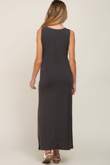 Charcoal Sleeveless Maternity Maxi Dress