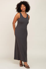 Charcoal Sleeveless Maternity Maxi Dress