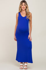 Royal Sleeveless Maternity Maxi Dress