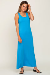 Blue Sleeveless Maternity Maxi Dress