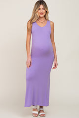 Lavender Sleeveless Maternity Maxi Dress