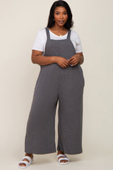 Charcoal Ribbed Plus Wide Leg Jumpsuit