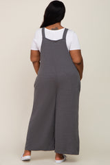 Charcoal Ribbed Plus Wide Leg Jumpsuit