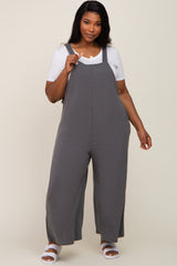 Charcoal Ribbed Plus Wide Leg Jumpsuit