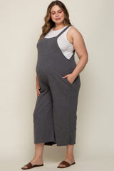 Charcoal Ribbed Maternity Plus Wide Leg Jumpsuit