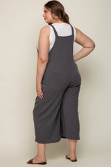 Charcoal Ribbed Maternity Plus Wide Leg Jumpsuit