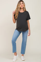 Black Faded Basic Maternity T-Shirt