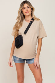 Beige Faded Basic Maternity T-Shirt