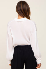 Ivory Plisse Chiffon Blouse