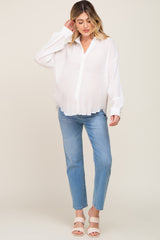 Ivory Plisse Maternity Chiffon Blouse