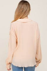 Cream Plisse Maternity Chiffon Blouse