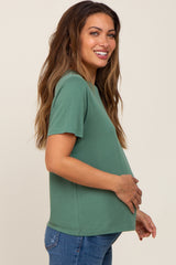 Green Basic Cropped Maternity T-Shirt