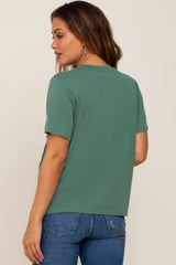 Green Basic Cropped Maternity T-Shirt