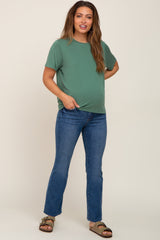 Green Basic Cropped Maternity T-Shirt