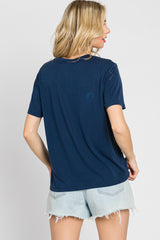 Navy Basic Cropped T-Shirt