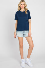 Navy Basic Cropped T-Shirt