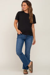 Black Basic Cropped Maternity T-Shirt