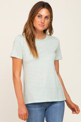 Light Olive Striped Basic Maternity Tee